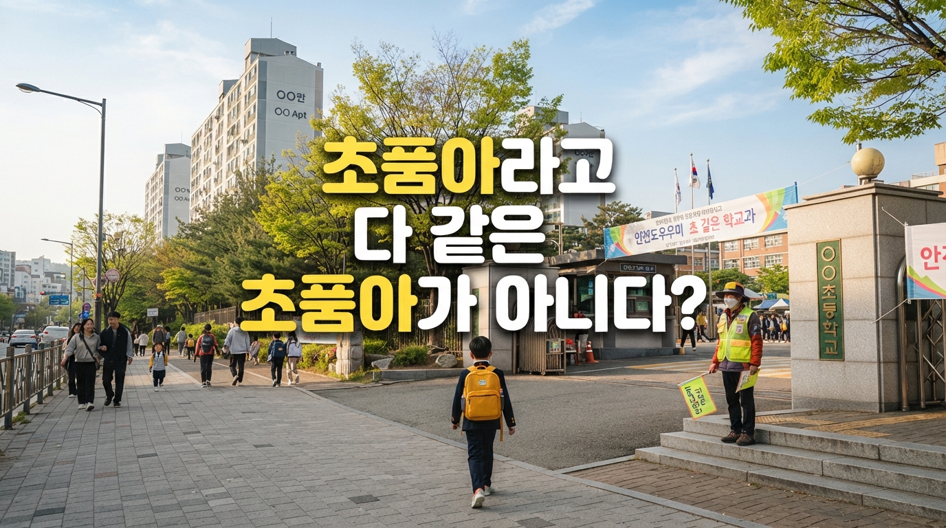 아파트 바로 앞 초등학교 정문으로 혼자 걸어가는 아이