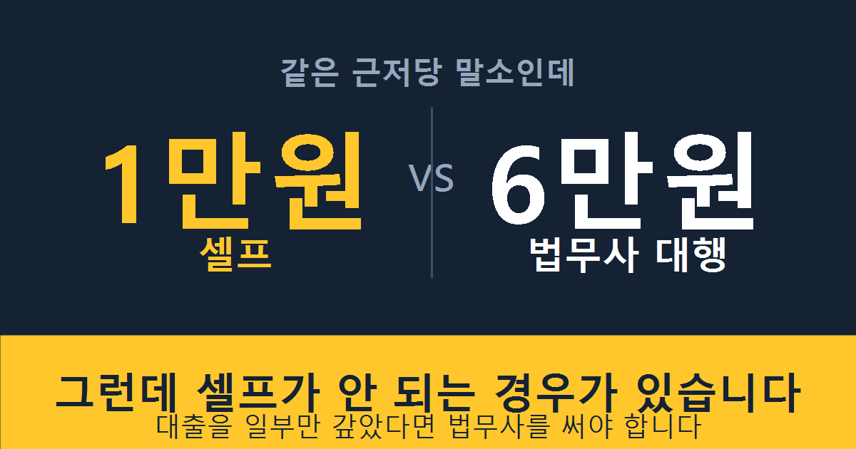 근저당 말소 셀프 1만원과 법무사 대행 6만원 비용 비교